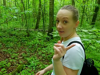 Shy Schoolgirl Helped Me Cum And Showed Her Naughty Talents! Risky Blowjob And Handjob In The Forest With Birds Singing free video