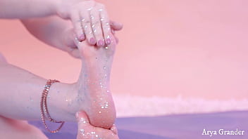 Close Up Feet Size 10 With Glitter - Arya Grander free video