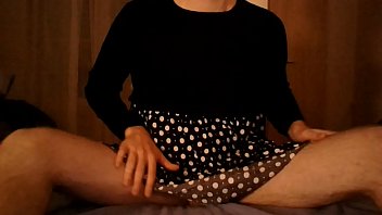 Crossdresser In Polkadot Dress Having Fun Alone At Home free video